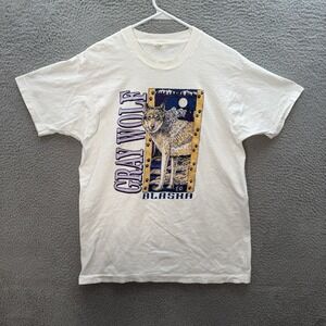 Vintage Screen Stars Shirt Adult XL White Single Stitch Wolf Nature Grunge 1990s